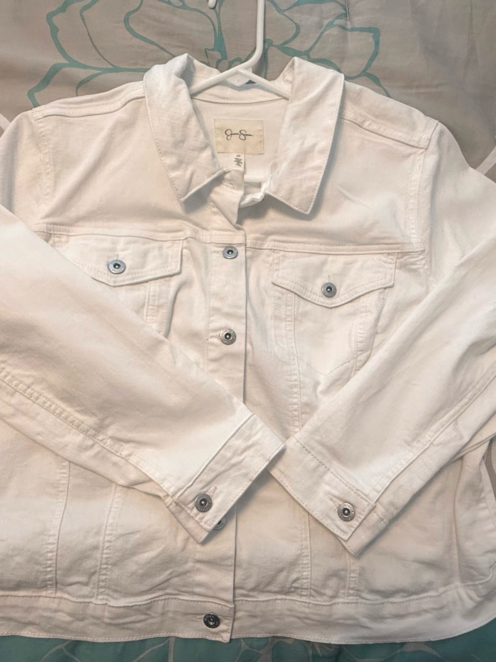 Jessica Simpson White Denim Jean Jacket - Women's Button-Front - Picture 3 of 3